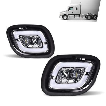 G-PLUS LED Fog Lights Compatible with Freightliner Cascadia 2008-2017 (For Models Without Daytime Running Lights) LH & RH LED Fog Lamps White Light Clear Lens Chrome Housing