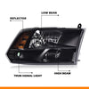 G-PLUS Headlights Assembly Front Headlamp Fit Dodge Ram 1500 2500 3500 2009-2012(New Body Style),Only Fit Factory Quad Style, Clear lens Black Housing Amber Reflector