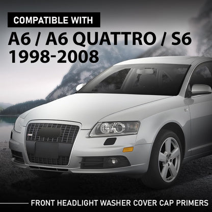 G-PLUS Pair Front Bumper Headlight Washer Cover Cap, Compatible with Audi A6 C6 2005-2008, Left Driver & Right Passenger Side 2PCS, 4F0955275, 4F0955276