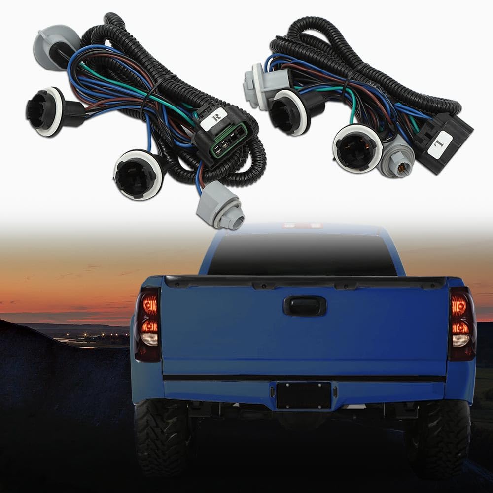 G-PLUS Tail Light Harness Compatible with Chevy Silverado 1500 1500HD 2500HD 3500 2003-2007 Left & Right 16531402,16531401 Luces Traseras Rear Brake Lamps Assembly