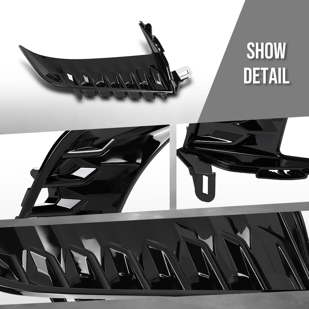 G-PLUS Right Front Bumper Side Trim Molding w/o Sensor Hole Compatible with Toyota Camry SE 2025 TO1039285, 52712AQ020 Glossy Black