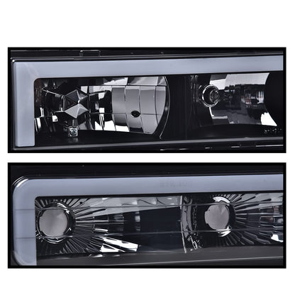 G-PLUS LED DRL headlights, Compatible with 1994 1995 1996 1997 1998 1999 2000 GMC C10 C/K C1500 bumper Headlamp, Smoky lens Black Housing Clear Reflector