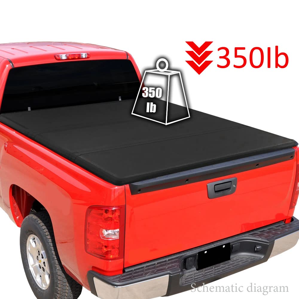 G-PLUS T3 Tri-Fold Hard Lock 5.8Ft Truck Tonneau Cover Compatible with 2007-2013 Chevy Silverado/GMC Sierra | 5'8"(72") Folding Short Bed Lock