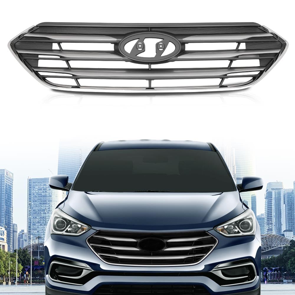G-PLUS Grille Assembly Compatible with Hyundai Santa Fe Sport 2017 2018 ABS Plastic Grill 863514Z500, HY1200201