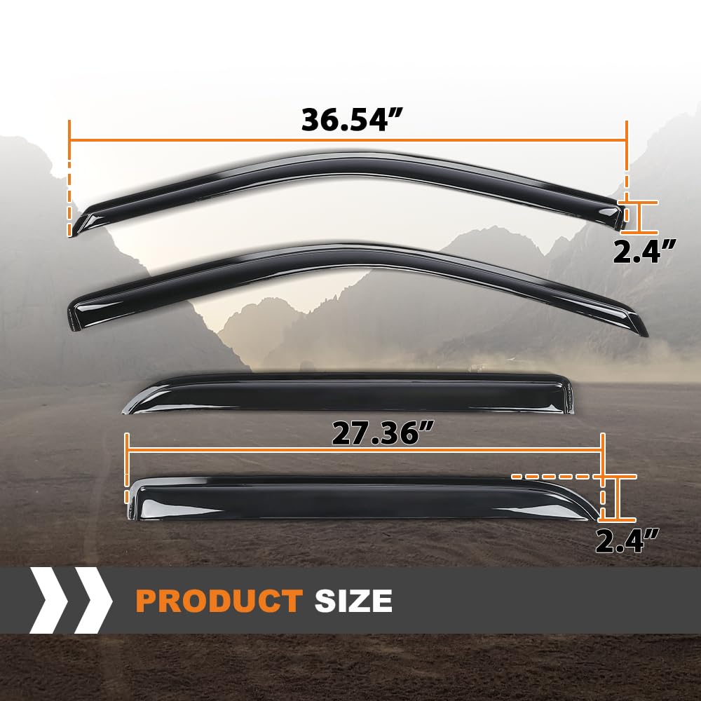 G-PLUS Out-Channel Window Vent Visor Deflectors Rain Guards Fit Dodge Ram 1500 Crew Cab 2009-2018 Fit Ram 2500 & 3500 Crew & Mega Cab 2010-2025 4 PCS Smoky