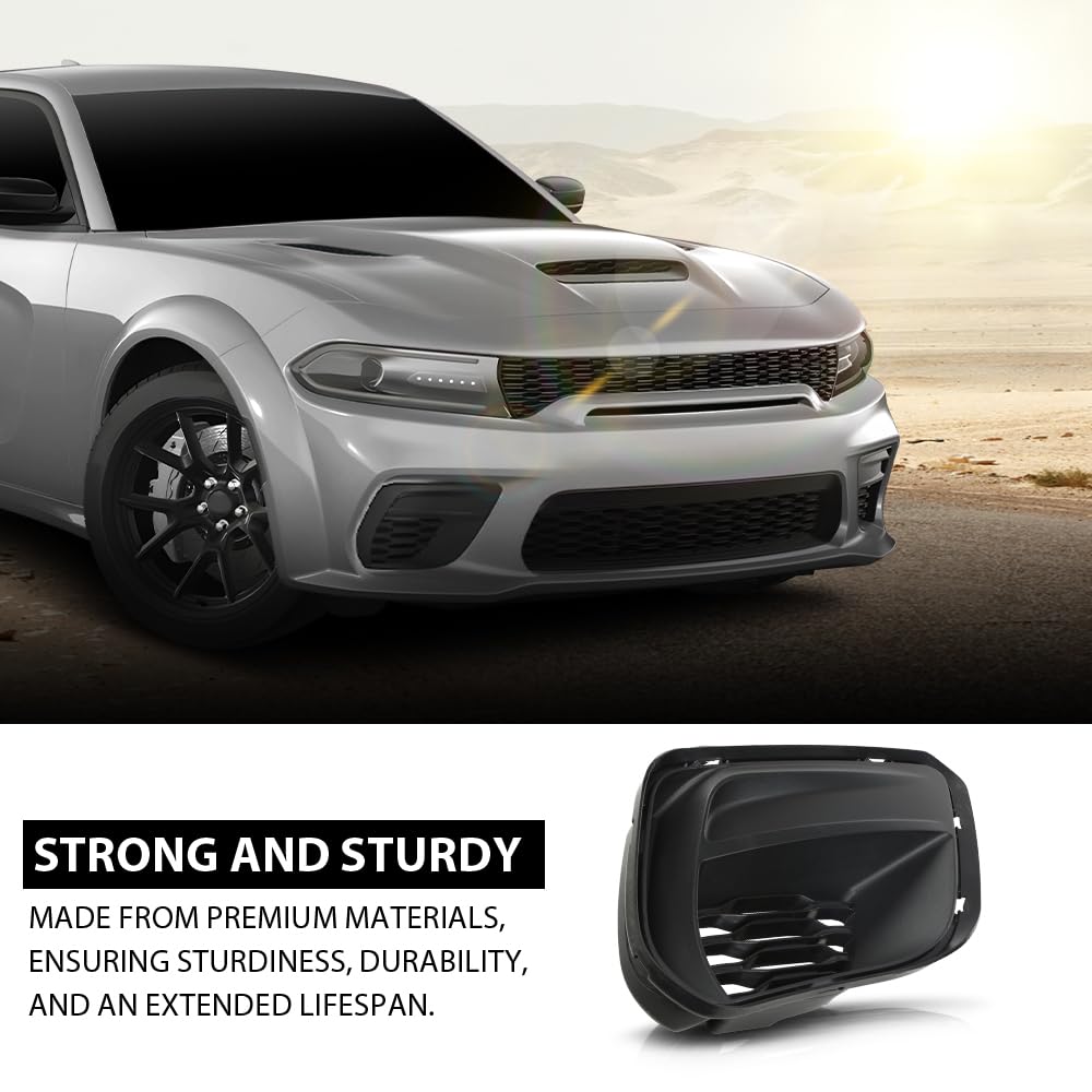 G-PLUS Front Passenger Right Side Fog Light Cover Compatible with Dodge Charger 2020-2023
