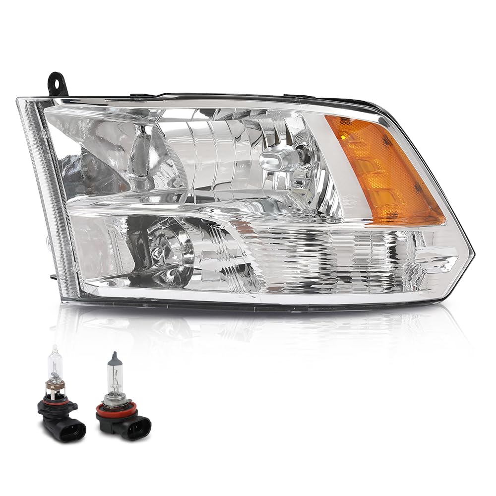 G-PLUS Headlight Assembly Front Headlamp Left Driver with Bulbs Fit Dodge Ram 1500 2500 3500 2009-2018 Factory Bumper Headlamps,faros delanteros