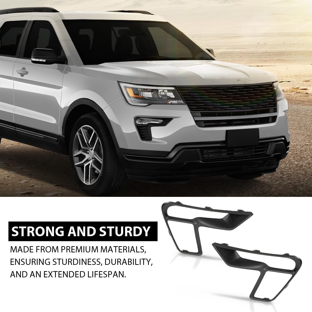 G-PLUS Pair Front Fog Light Cover Lamp Bezel, Compatible with Ford Explorer 2018 2019, LH Driver & RH Passenger Side 2PCS, FO1039181, FO1038181