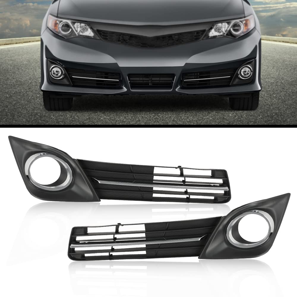 G-PLUS Fog Light Lamp Bezel Cover Grille molding Compatible with 2012 2013 2014 CAMRY SE 5212806290, 5212706290, 5271306040, 5271206040 TO2602101, TO2603101