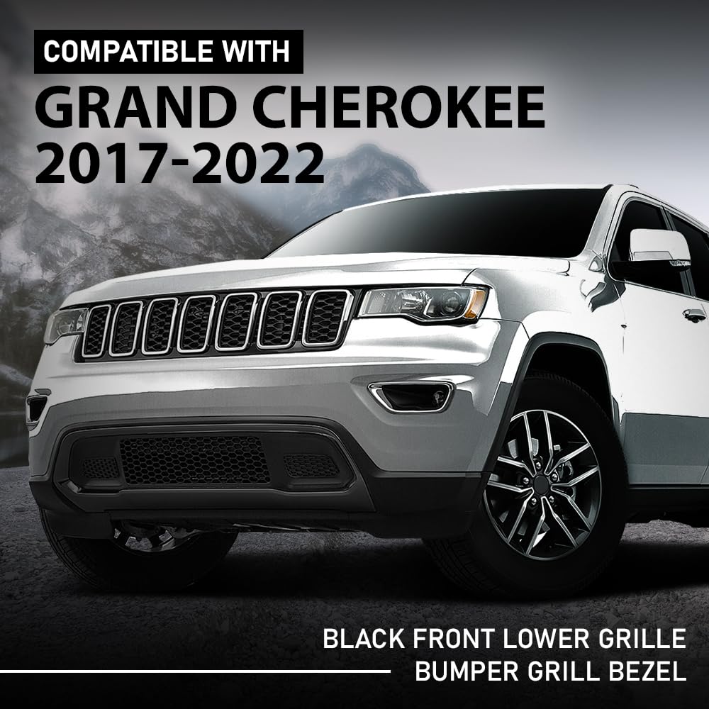 G-PLUS Front Lower Grille & Bumper Grill Bezel Compatible with Jeep Grand Cherokee 2017-2022 Black 5ZM53SZ0AA