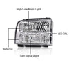 G-PLUS LED Headlights Compatible with Point Style Ford F250 F350 F450 F550 Super Duty 2005-2007 DRL BAR Headlamps Clear Lens Chrome Housing Clear Reflector,faros delanteros