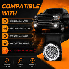 G-PLUS LED Fog Lights Kit for GMC Sierra 2003-2007 Clear Lens Switch Harness Side View