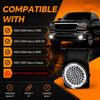 G-PLUS Hyper White Full LED Fog Lights Lamp +Switch Left+Right Compatible with GMC Sierra 2003-2007 Pickup Truck Clear Lens Bumper Fog Light Kit