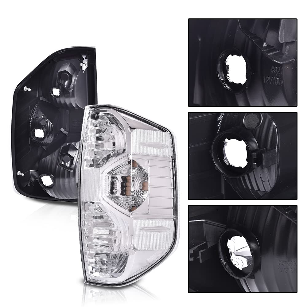 G-PLUS Tail Lights Compatible with Toyota Tundra 2014-2021 Clear Lens Chrome Housing Left Driver & Right Passenger Tail Lamps 815500C100 Rear Brake Lamps Assembly Luces Traseras