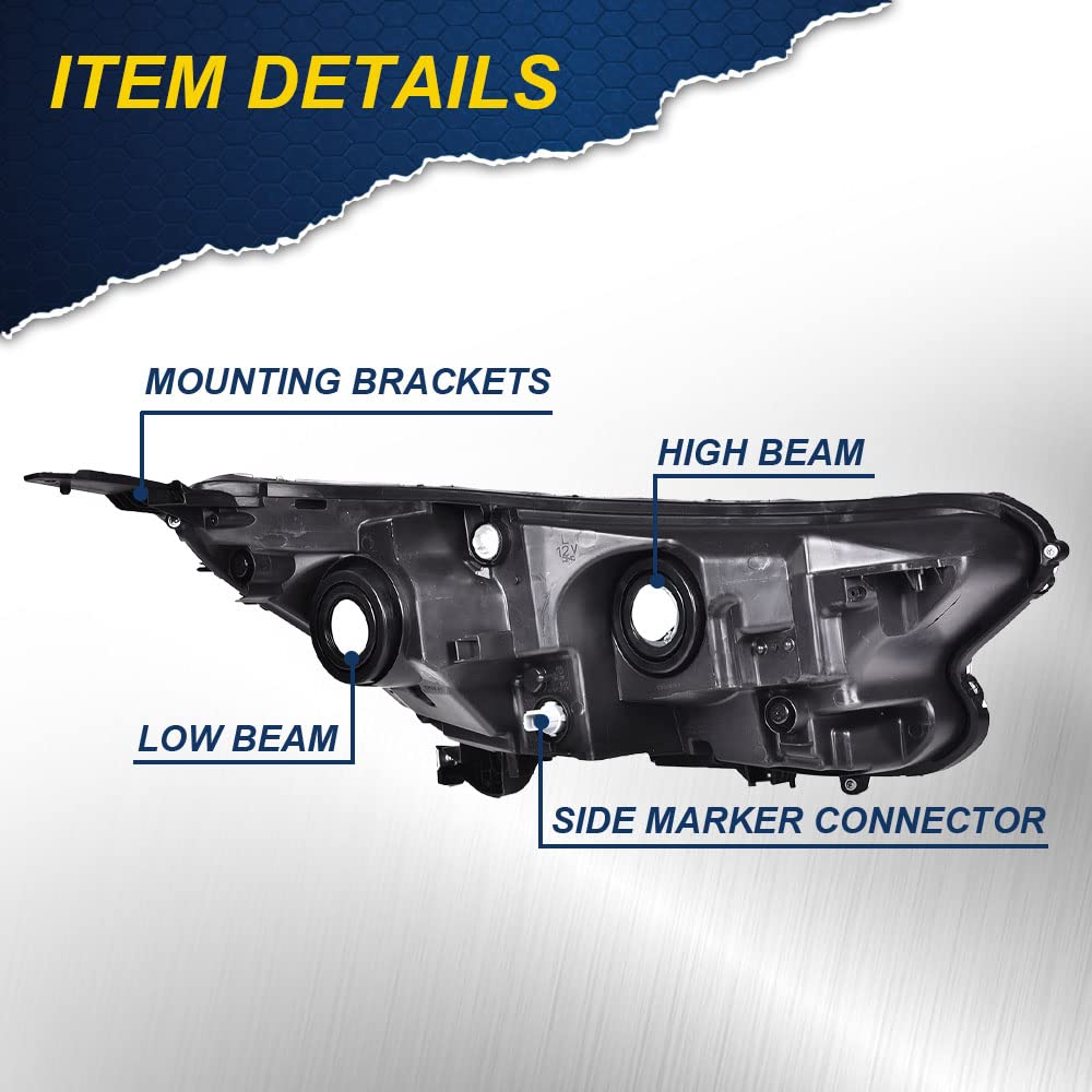 G-PLUS Headlights Assembly, Compatible with 2017 2018 2019 Honda CRV CR-V Right Bumper Headlamp, Clear Lens Black Housing Amber ReflectorBumper Headlamps,faros delanteros