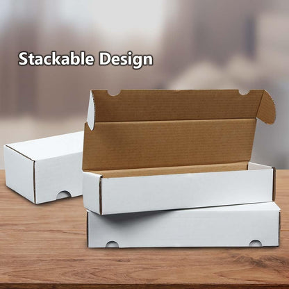 G-PLUS 25pcs Trading Sports Card Storage Box 800 Count White Corrugated Cardboard Box Versatile Card Storage Box (Card not included)