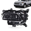 G-PLUS One Left Driver Side Headlight Compatible with Jeep Cherokee Trailhawk 2014-2016 Headlamp w/Bulbs Halogen Clear Lens Black Housing Amber Reflector Bumper Headlamps,faros delanteros