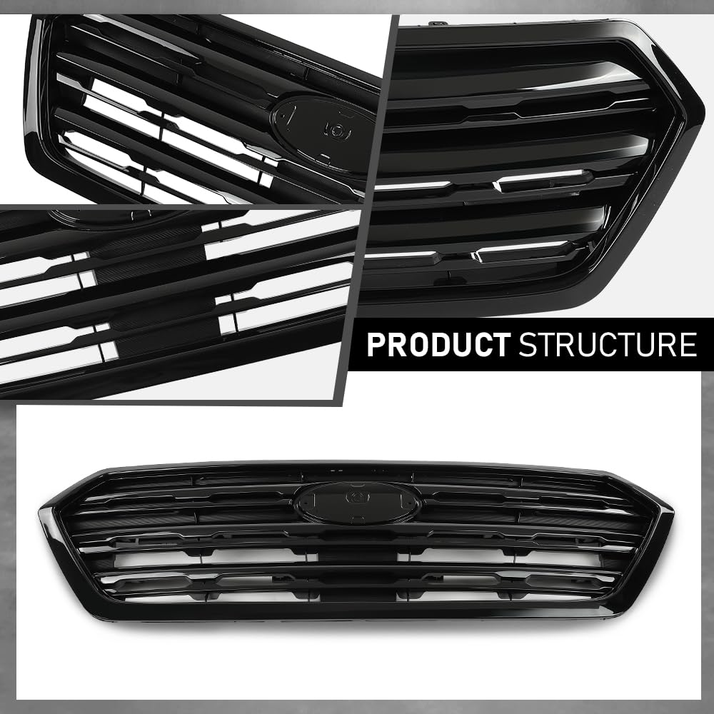 G-PLUS Front Bumper Grill Grille Compatible with Subaru Outback 2015-2017 Glossy Black 91121AL05A