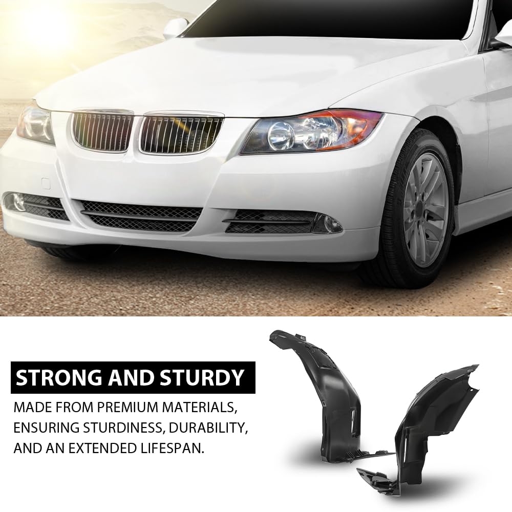 G-PLUS Fender Liner Set Front Left & Right Front 2Pc Compatible with BMW 323i 325i 328i 330Ci 335d 335i 2006-2012 51717059379-PFM, 51717059380-PFM
