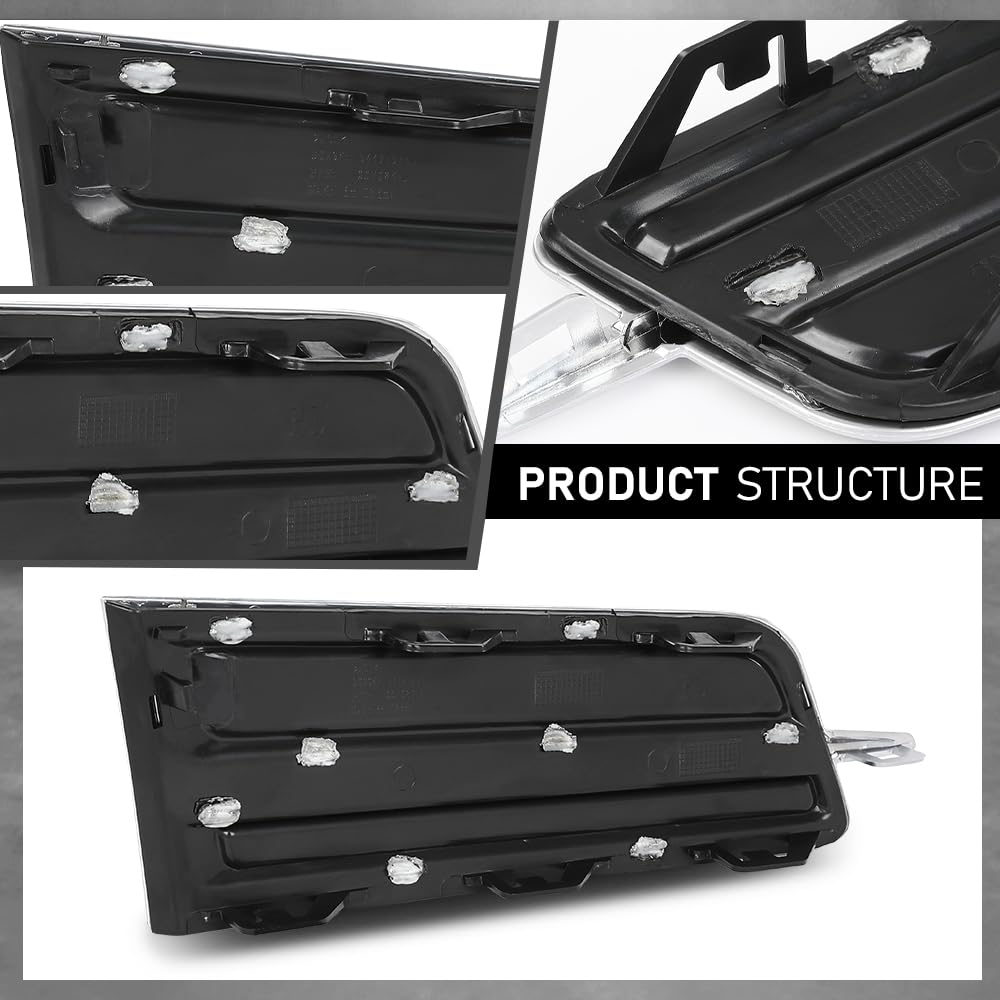 G-PLUS Bumper Grille Fog Light Cover Left & Right Side Compatible with Cadillac XTS 3.6L 2013-2017,Fit Models With Daytime Running Light 20901633, 20901632, GM1039149, GM1038149 Chrome Black