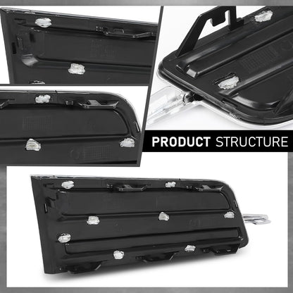 G-PLUS Bumper Grille Fog Light Cover Left & Right Side Compatible with Cadillac XTS 3.6L 2013-2017,Fit Models With Daytime Running Light 20901633, 20901632, GM1039149, GM1038149 Chrome Black