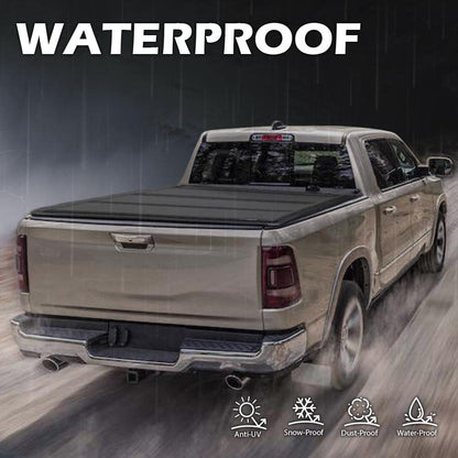 G-PLUS T4 Four-Fold Hard Lock 8Ft Truck Tonneau Cover Replacement for Chevy GMC Silverado Sierra 2014-2018 | 8'Long Bed Black