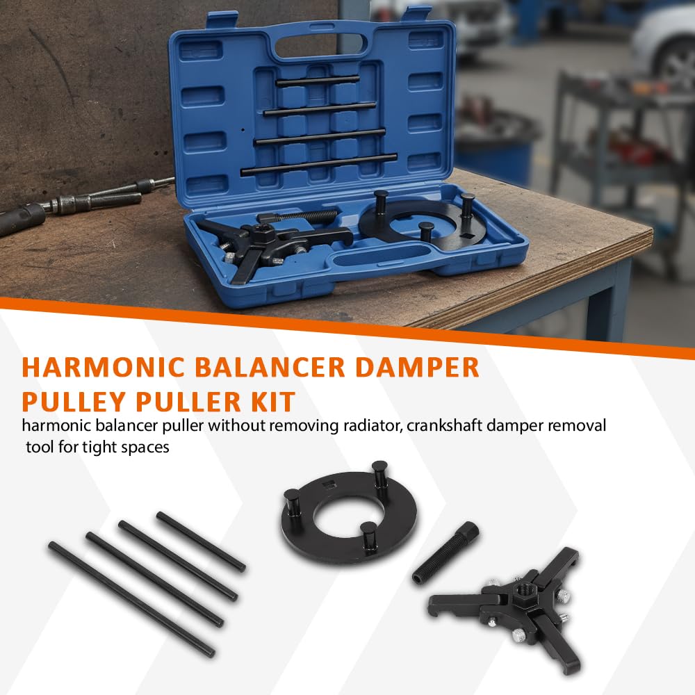G-PLUS Harmonic Balancer Damper Pulley Puller Kit Compatible with Chevy GM Chrysler Ford etc Black
