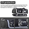 G-PLUS LED Headlights Assembly Compatible with 1999-2007 GMC Sierra 1500HD 2500HD 3500/Fit 1999-2006 GMC Yukon XL 1500 2500,DRL Headlamps Pair Smoky Lens Black Housing Clear Reflector,faros delanteros