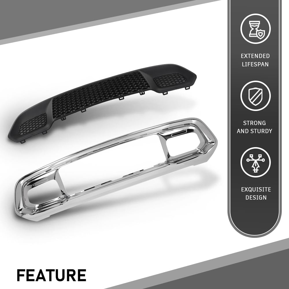 G-PLUS Front Lower Grille & Bumper Grill Bezel Chrome Compatible with Jeep Grand Cherokee 2017-2022 5ZM53SZ0AA
