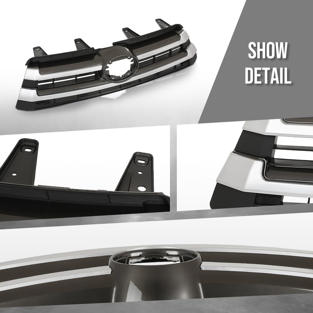 G-PLUS Front Bumper Upper Grille Compatible with Toyota Highlander 2017 2018 2019 531010E230 Chrome Black