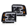 G-PLUS LED DRL BAR Headlight Assembly Compatible with Ford F250 F350 F450 F550 Super Duty 2005-2007/Fit Ford Excursion 2005 HeadLamps Clear lens Black Housing Amber Reflector FO2503217 ‎6C3Z13008CB