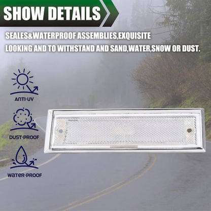 G-PLUS Front Side Marker Lights Assembly Compatible With 1981-1991 Chevy Blazer/GMC Jimmy C/K R Pickup,Side Chrome Bezel Marker Lamps Pair (Clear Lens)
