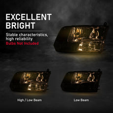 G-PLUS 2PCS Headlights Assembly for Dodge Ram 1500 2500 3500 2009-2018 Additional Angle