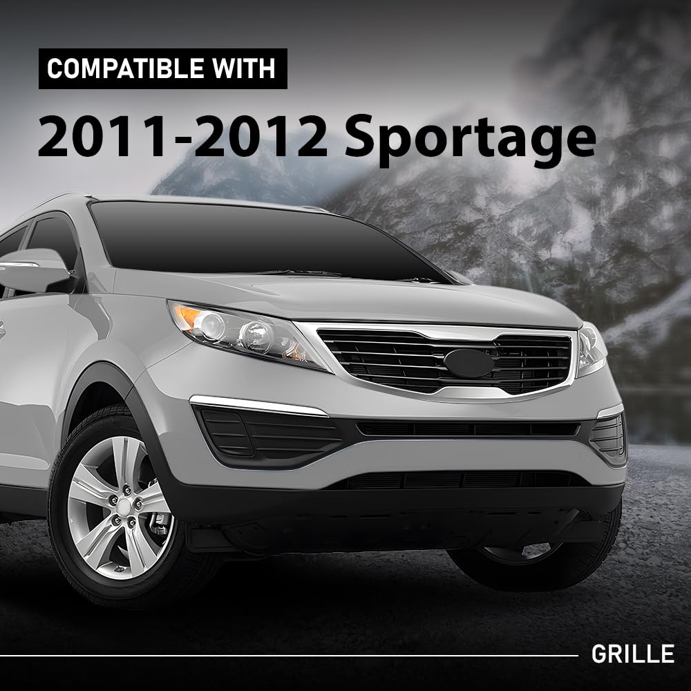 G-PLUS Front Bumper Grille with Chrome Molding Plastic Compatible with Kia Sportage 2011-2012 863503W000, KI1200147 Grill