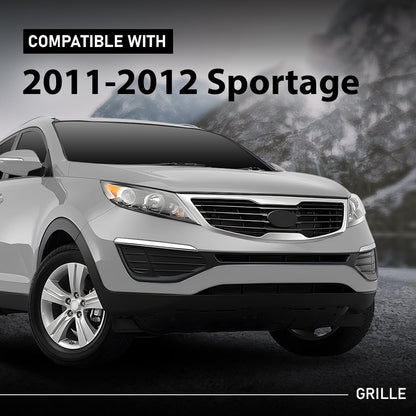 G-PLUS Front Bumper Grille with Chrome Molding Plastic Compatible with Kia Sportage 2011-2012 863503W000, KI1200147 Grill