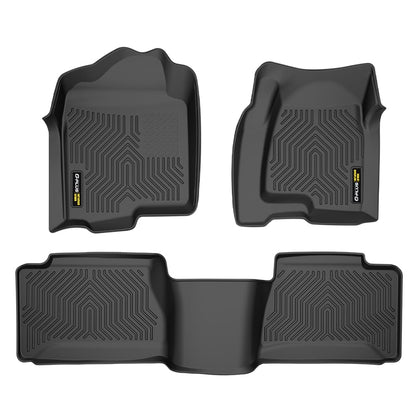 G-PLUS TPE Cargo Liners Compatible with 1999-2007 Chevy Silverado/GMC Sierra 1500 2500 (Fits Extended Cab Trucks Only) 3PCS Black Floor Liners 1st & 2nd Row All Weather Full Protection
