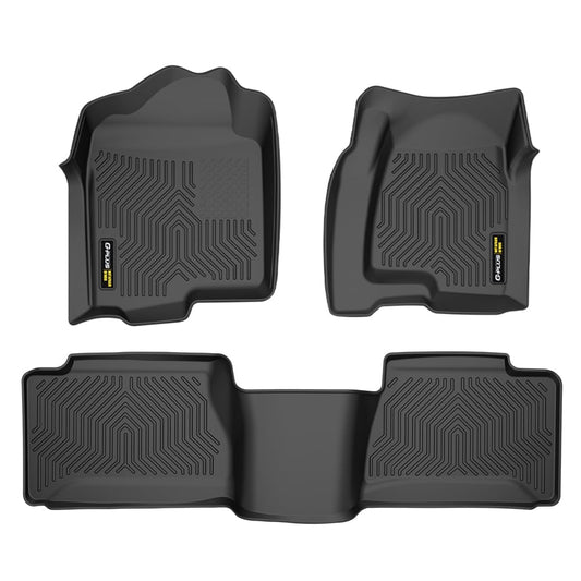 G-PLUS TPE Cargo Liners Compatible with 1999-2007 Chevy Silverado/GMC Sierra 1500 2500 (Fits Extended Cab Trucks Only) 3PCS Black Floor Liners 1st & 2nd Row All Weather Full Protection