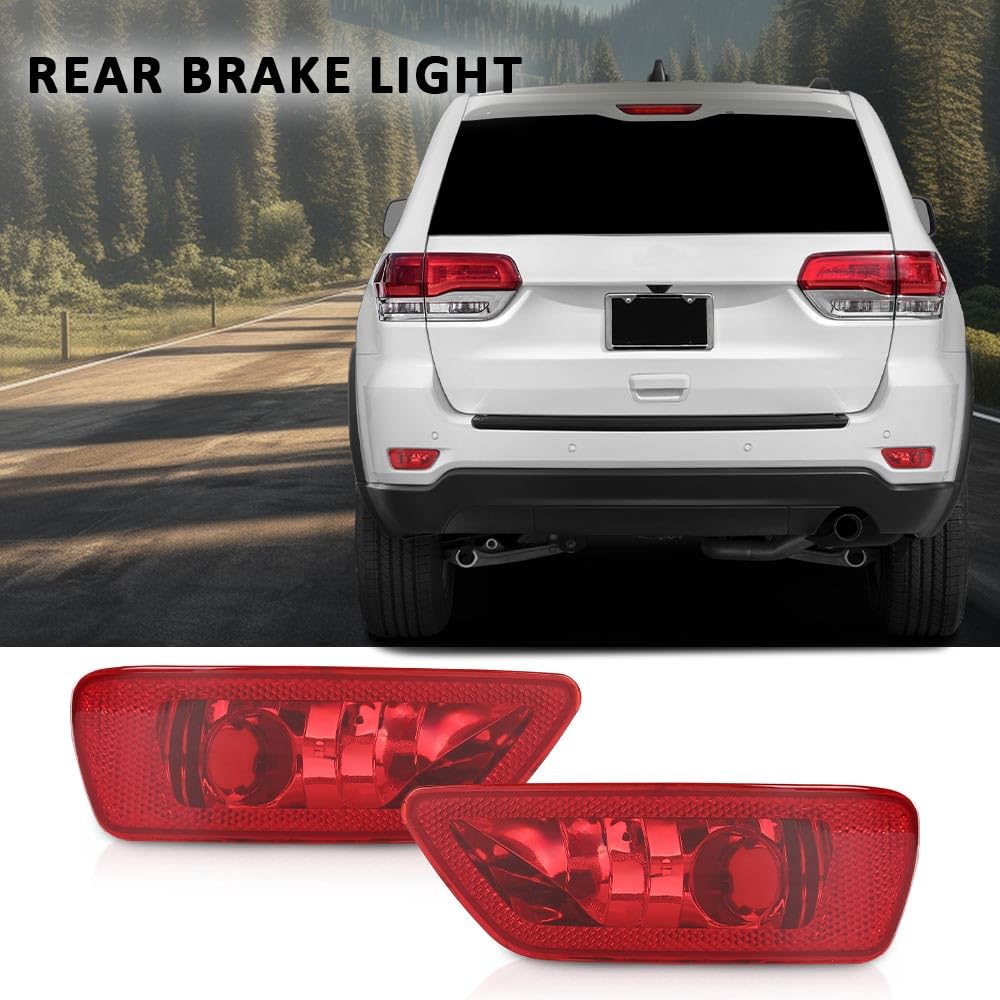 G-PLUS Fog Tail Brake Lights Compatible with Jeep Compass 2011-2016,Compatible with Jeep Grand Cherokee 2011-2021 (not fits Jeep Cherokee),Compatible with Dodge Journey 2012-2020 57010716AC