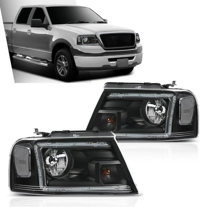 G-PLUS LED Headlights Fit Ford F150 2004-2008,Fit Lincoln Mark LT 2006-2008, NOT Fit 2004 F150 Heritage/Flareside Beds,Clear Lens Black Housing Clear ReflectorBumper Headlamps,faros delanteros