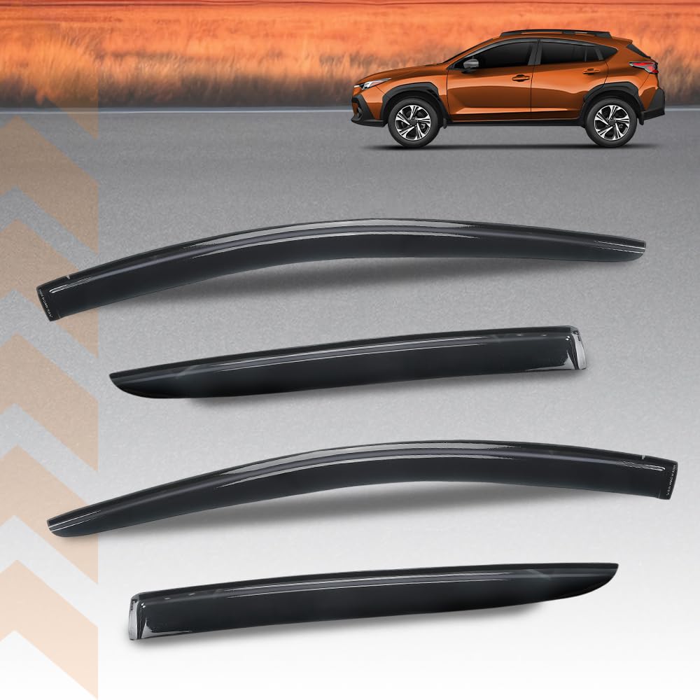 G-PLUS Out-Channel Window Vent Visor Deflectors Tape-On Side Rain Guards Compatible with Subaru Crosstrek 2024-2026 Base Premium Sport Limited 4 PCS Smoky