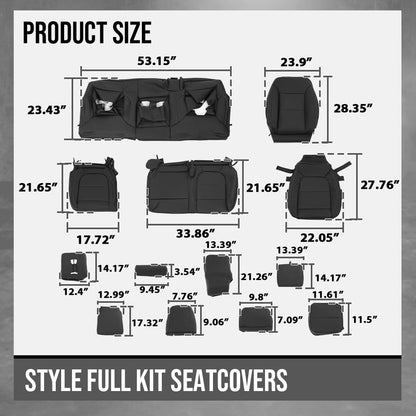 G-PLUS Seat Covers Full Kit Factory Style Compatible with Chevy Silverado 1500/2500/3500 LT, Custom and Trailboss Crew Cab New Body Style 2019 2020 2021 Black