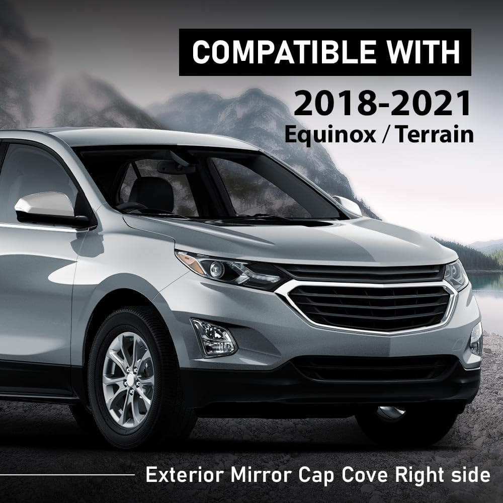 G-PLUS Exterior Mirror Cover Cap Right Passenger Side Compatible with Chevy Equinox GMC Terrain 2018-2021 Chrome