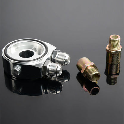 G-PLUS 25 Row AN10-10AN Universal Engine Transmission Oil Cooler Kit + Oil Filter Relocation Kit Silver