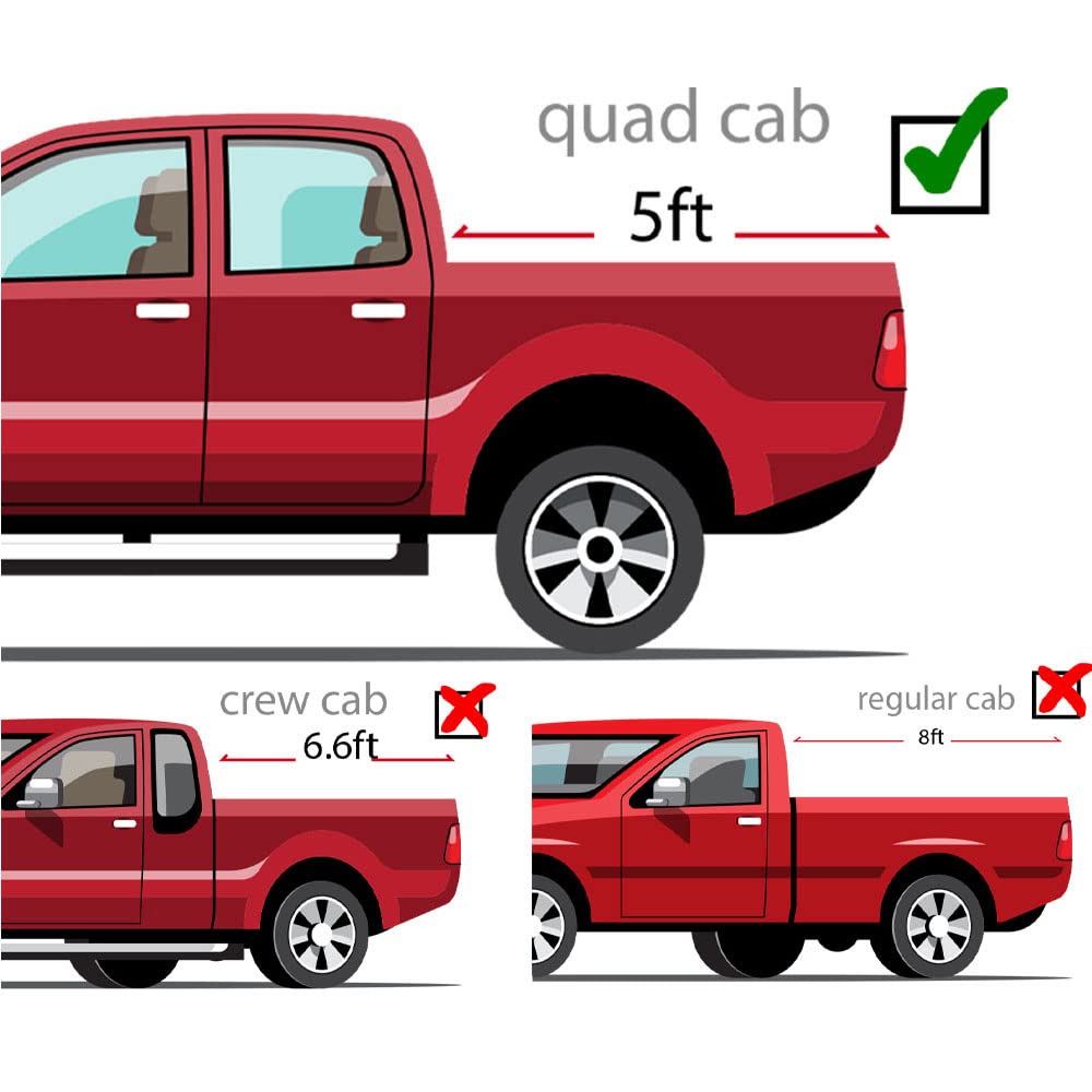 G-PLUS T3 Tri-Fold Hard Lock 5Ft Truck Tonneau Cover Compatible with Toyota Tacoma 2016-2021 | for Fleetside/Styleside Models Only | 5' Extra Short Bed |