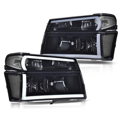G-PULS Headlights Lights Fit Chevy Colorado/GMC Canyon 2004-2012,Fit Isuzu i-280 i-350 2006/i-290 i-370 2007-2008 Smoky Lens Black Housing Clear Reflector Bumper Headlamps,faros delanteros Assembly