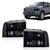 G-PLUS Headlights Assembly, Compatible with 2005 2006 2007 Ford F250 F350 Super Duty Bumper Headlamps,Smoky Lens Black Housing Clear Reflector,Left & Right faros delanteros
