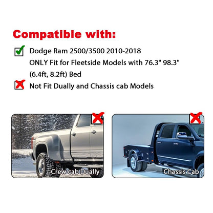 G-PLUS Fender Flares, Compatible With Dodge Ram 2500 Ram 3500 2010-2017(Do Not Fit Dually and Chassis Cab Models), Smooth Black Pocket Style Wheel Protector 4pcs
