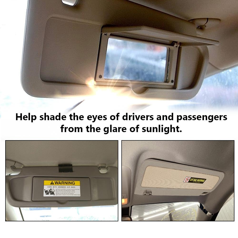 G-PLUS Gray Left&Right Sun Visor with Mirror 1 Pair Compatible with 2006-2011 Honda Civic (Coupe, Sedan) 83280-SNA-A01ZE, 83230-SNA-A01ZE