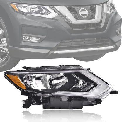 G-PLUS One Right Passenger Side Headlight Compatible with Nissan Versa 2015-2019 Headlamp Halogen Clear Lens Chrome Housing Amber ReflectorBumper Headlamps,faros delanteros