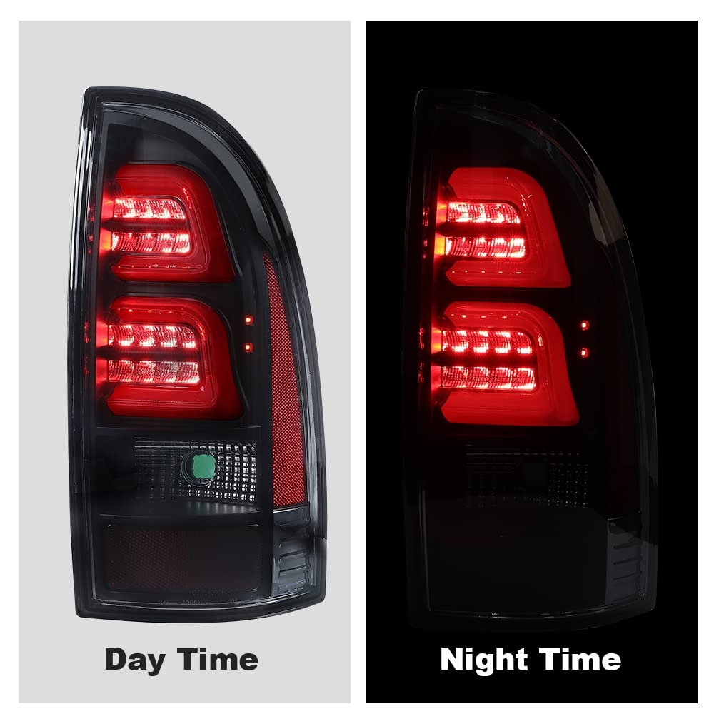 G-PLUS LED Tail Lights Assembly, Fit Toyota Tacoma 2005-2015 Rear Brake Lamps,Left & Right 8155004150, 8156004150,Smoky Lens Black Housing Luces Traseras